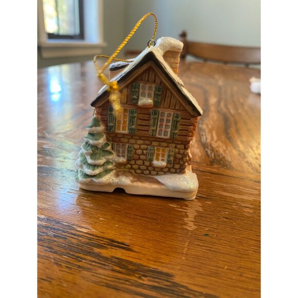 M.J. Hummel Snowy Cottage Christmas Ornament Figurine 2.5" Hand-Painted Porcelai - Picture 3 of 7